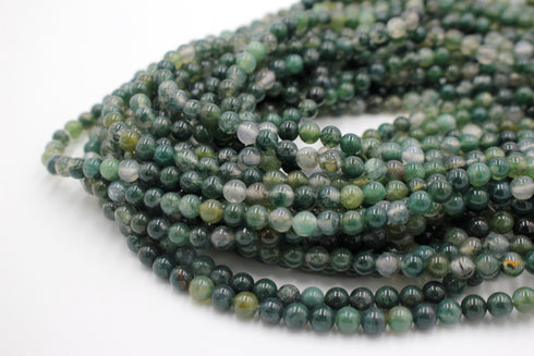 Moss Agate Gemstone Beads, 6mm, Round